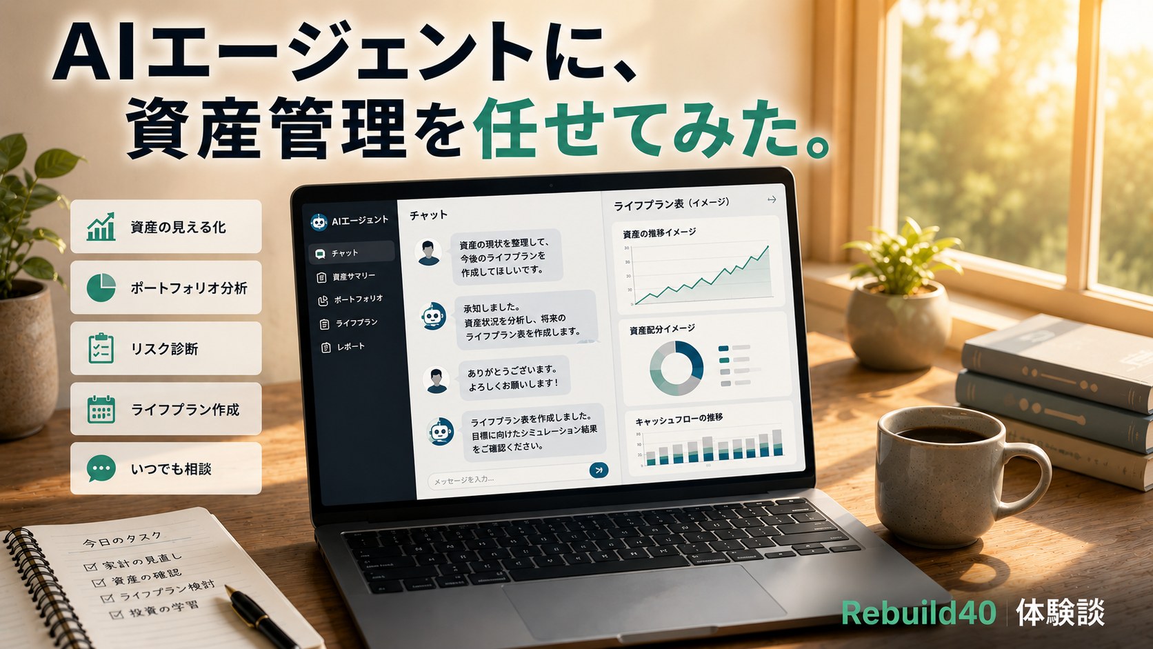 AIエージェントに資産管理を任せてライフプラン表を作成した体験談のアイキャッチ