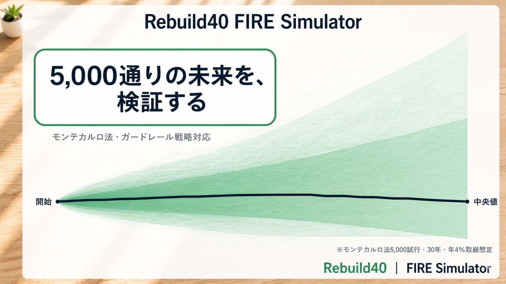 FIRE Simulator モンテカルロ5000通りの未来を検証するファンチャートのアイキャッチ
