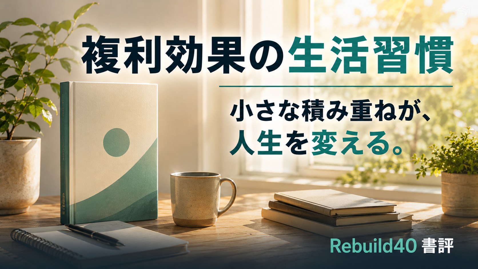 複利効果の生活習慣・40代が実践した3つの習慣を象徴する書評アイキャッチ